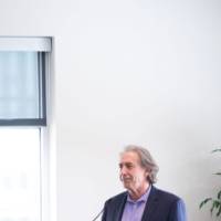 Brent Smith answers a questions from a student.